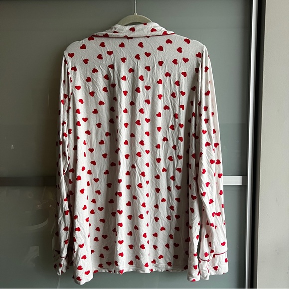 Skims Sleep Long Sleeve Button Up Pajama Set Valentines Hearts - Picture 5 of 10
